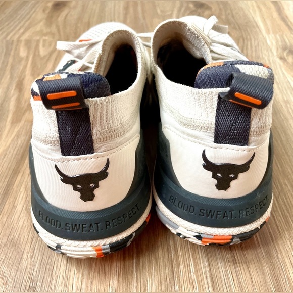 Under Armour Men Size 8 Sneakers Project Rock 4 Marble Stone Jet Grey Orange EUC - Picture 6 of 7